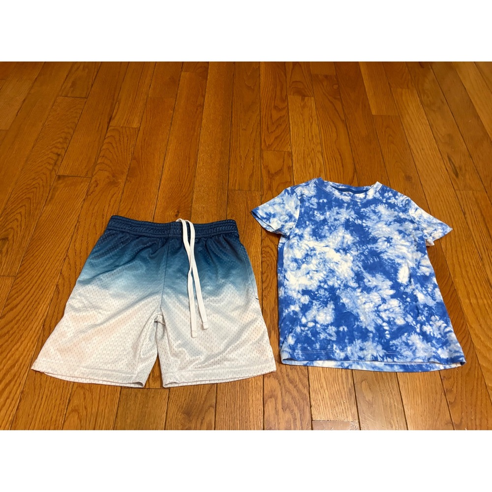 Cat & Jack Tie Dye Shirt & Liberty Pro Ombre Mesh Shorts Set Blue Boys XS 4-5